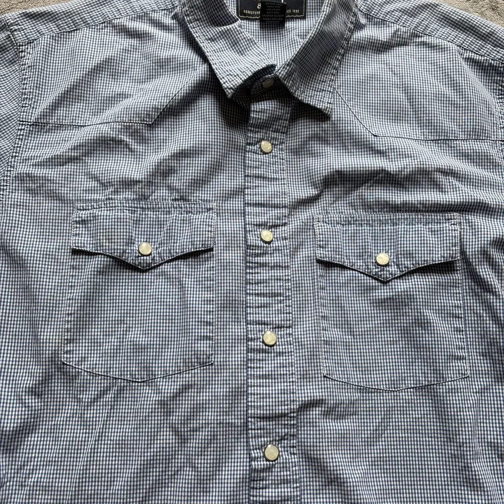 Abercrombie & Fitch Mens Short Sleeve Plaid Pearl Snap Button Shirt Muscle Large